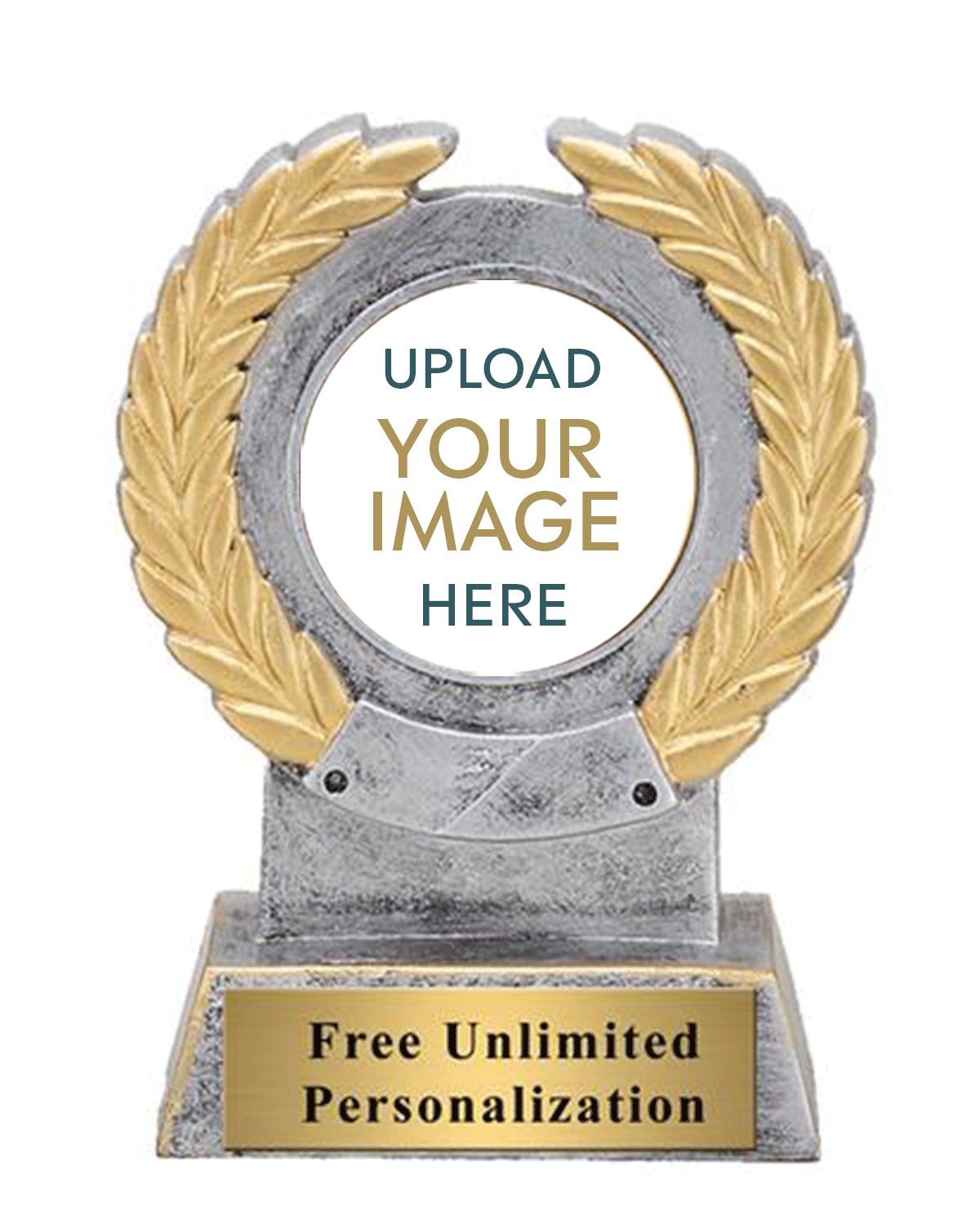 Silver and Gold Wreath Custom Insert Trophy - Provano Store SKU: RD583SG-CM Provano Store 客製 - Provano Store Silver and Gold Wreath Custom Insert Trophy